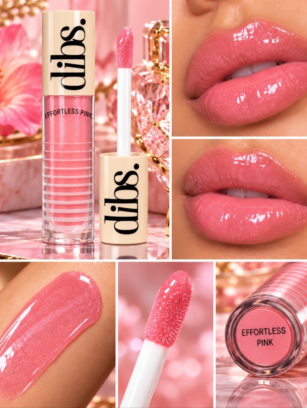 DIBS Effortlless Pink Lip Gloss - Sheer Pink Shine